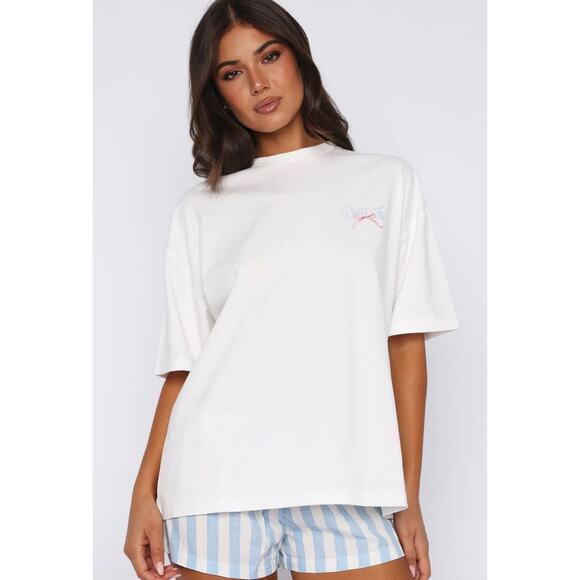 (S/M) $50 NWOT White Fox Fresh Only Pyjama Oversized Tee White - Picture 2 of 6